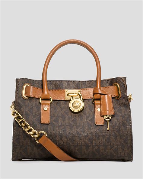 michael kors brown signature satchel